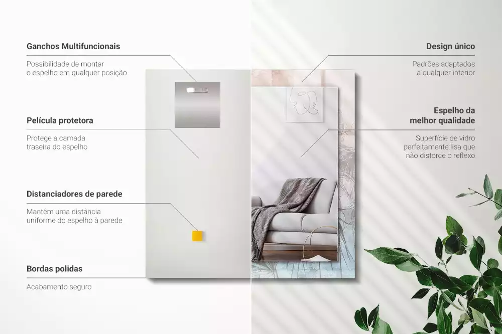 Espelho decorado Plantas pastel