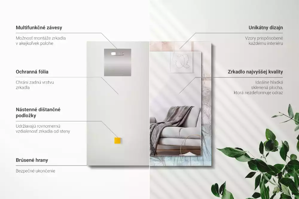 Espelho decorado Plantas pastel