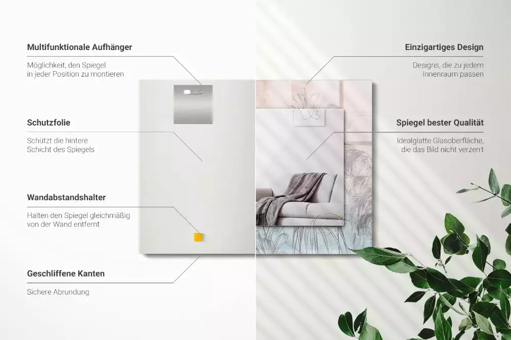 Espelho decorado Plantas pastel