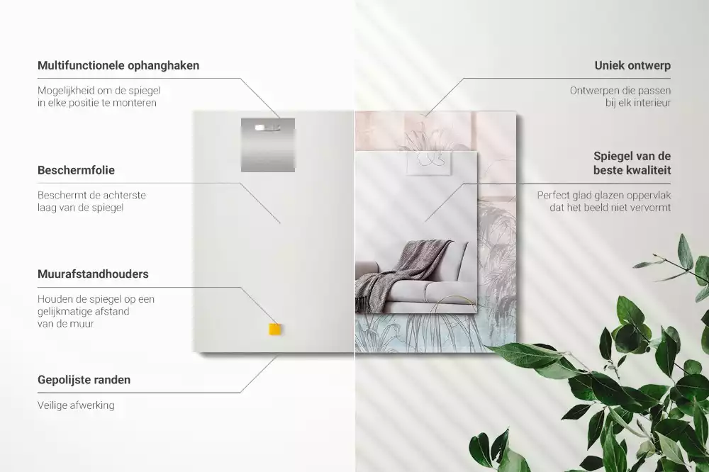 Espelho decorado Plantas pastel