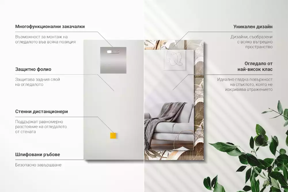 Espelho decorativo Padrão tropical de folhas