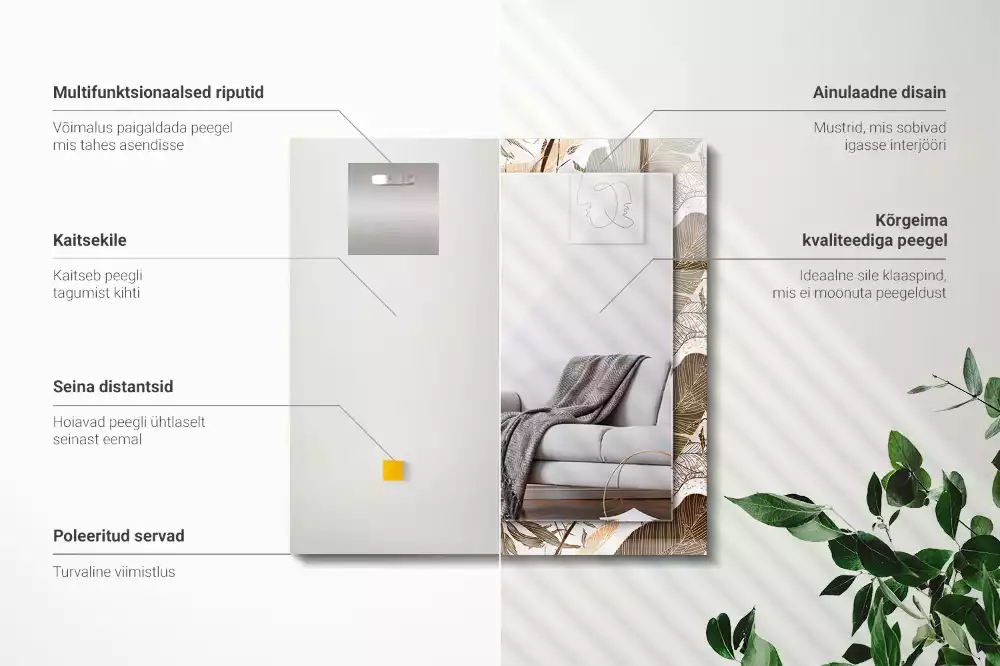 Espelho decorativo Padrão tropical de folhas