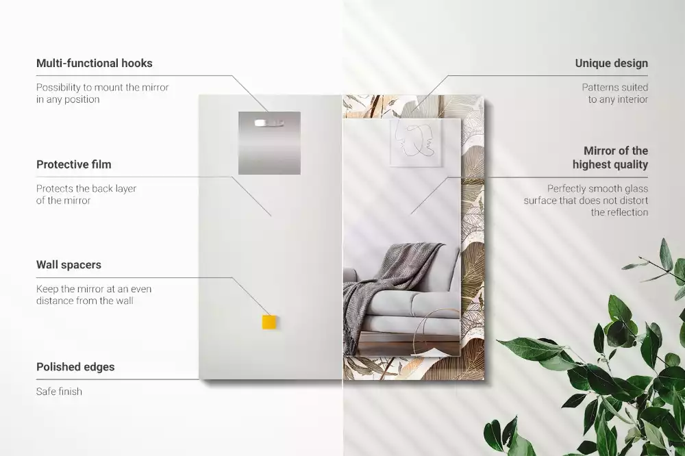 Espelho decorativo Padrão tropical de folhas