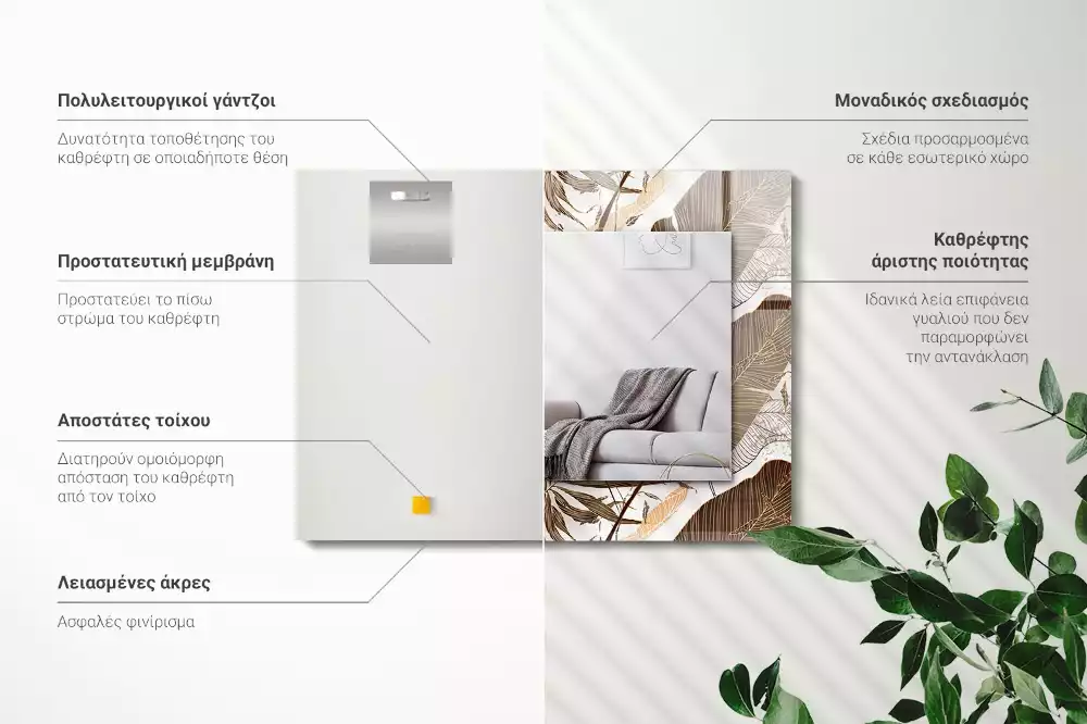 Espelho decorativo Padrão tropical de folhas