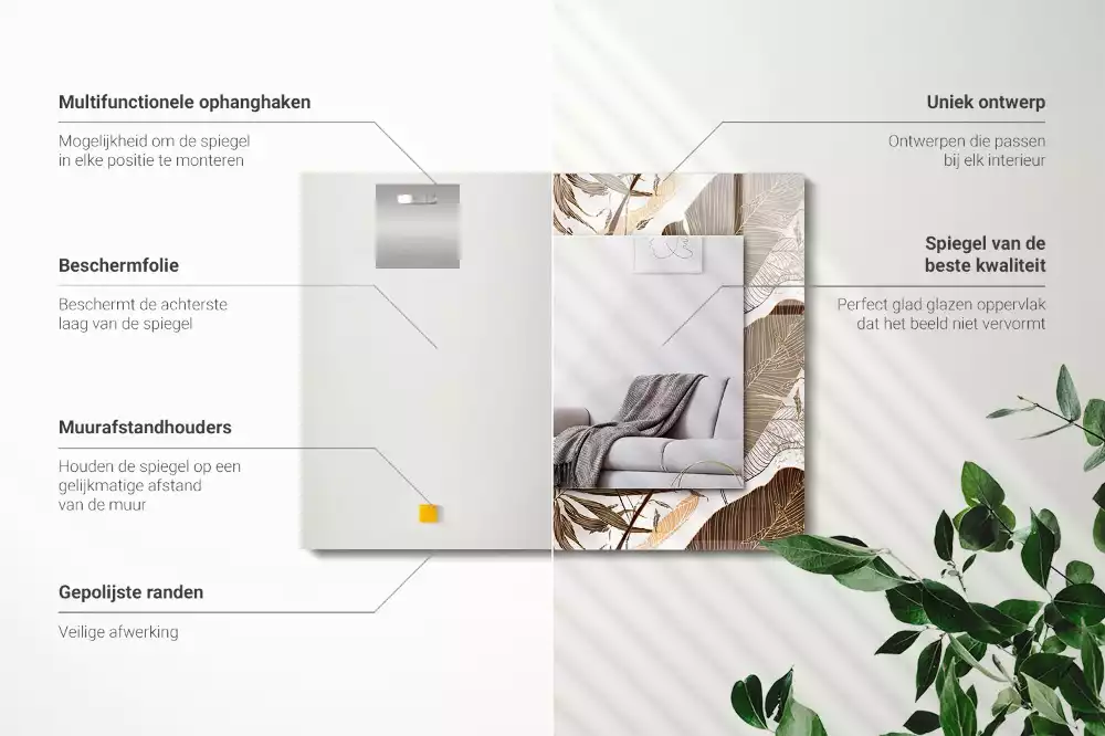 Espelho decorativo Padrão tropical de folhas