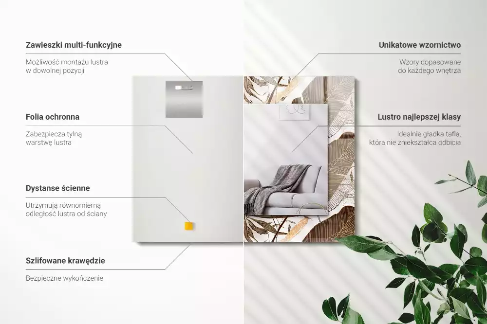 Espelho decorativo Padrão tropical de folhas