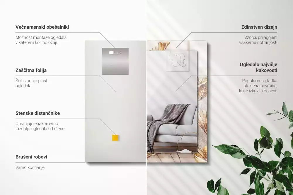 Espelho com moldura decorada Flores Vintage