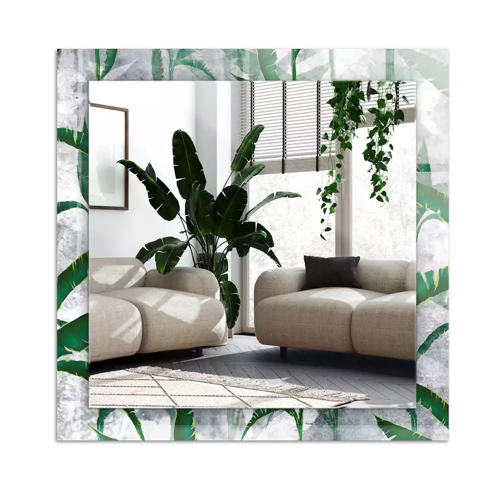 Espelho decorado As folhas verdes da planta