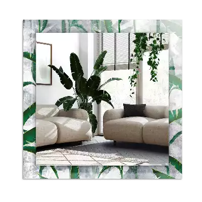 Espelho decorado As folhas verdes da planta