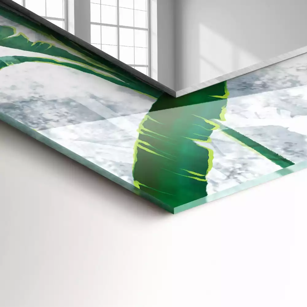 Espelho decorado As folhas verdes da planta