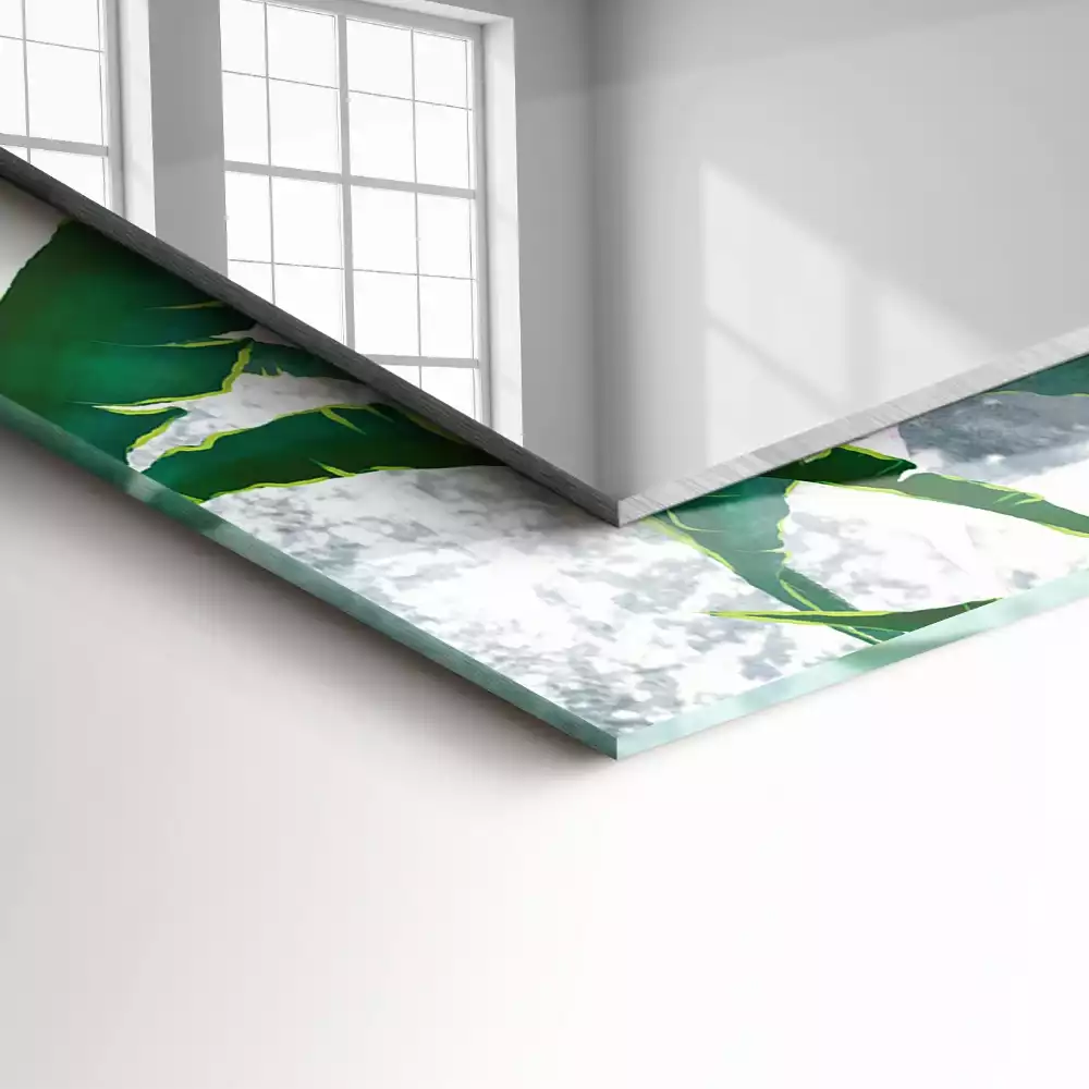 Espelho decorado As folhas verdes da planta