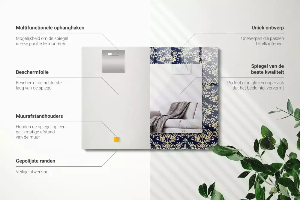 Espelho decorativo Padrão de papel de parede vitoriano