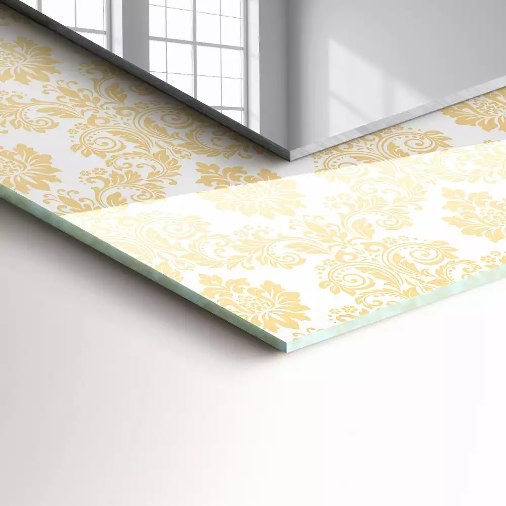 Espelho com moldura decorada Enfeites amarelos