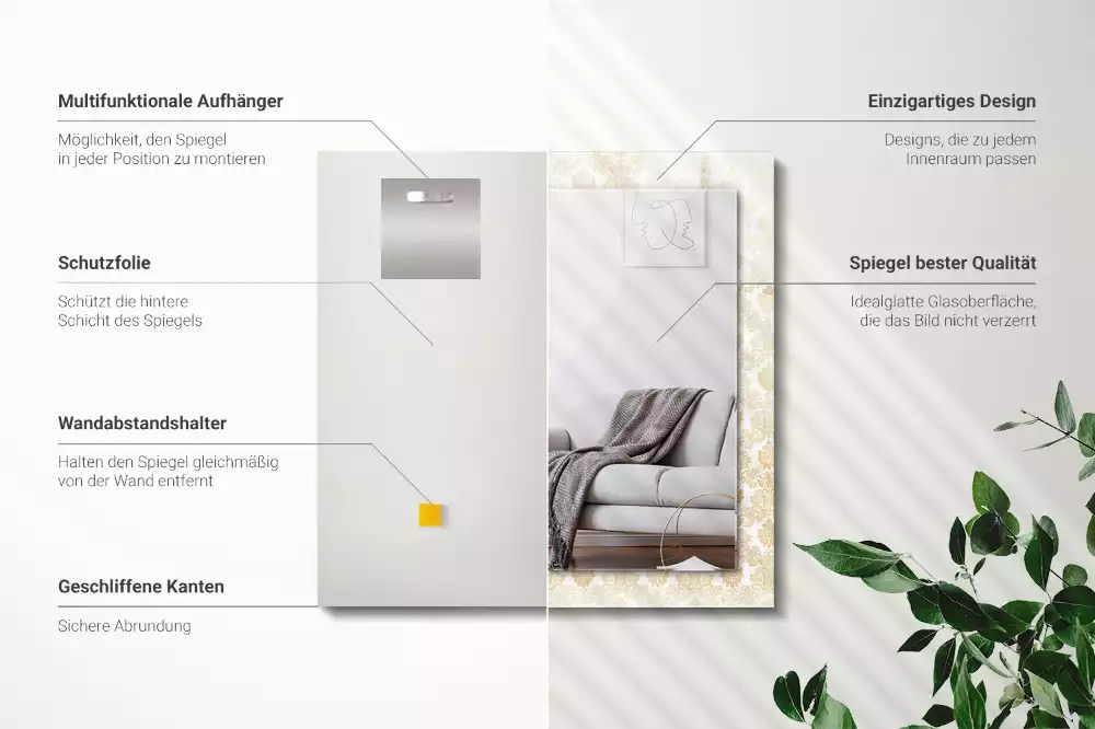 Espelho com moldura decorada Enfeites amarelos