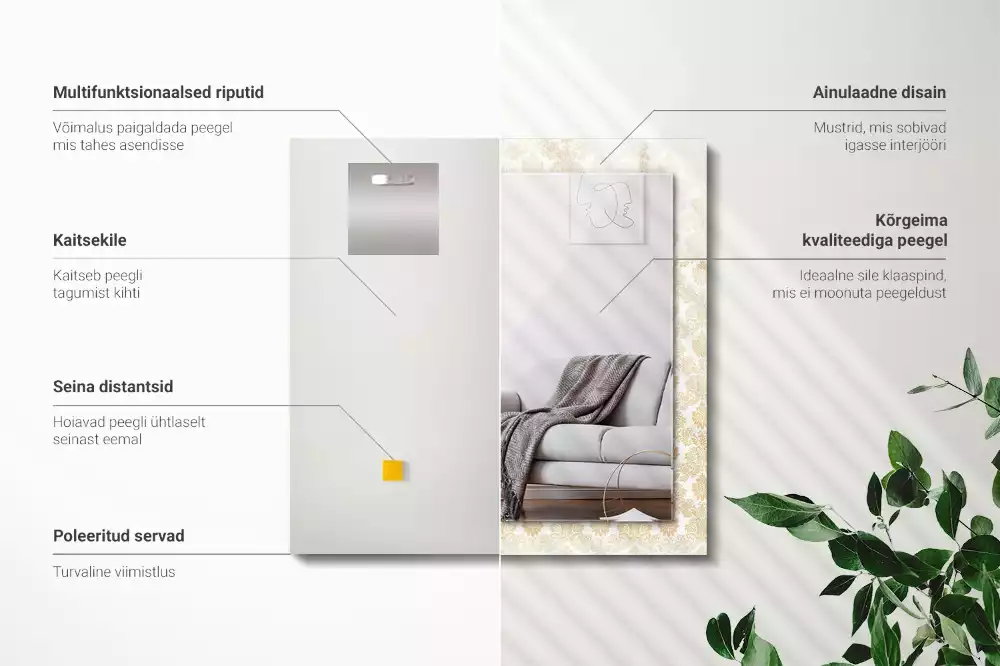 Espelho com moldura decorada Enfeites amarelos