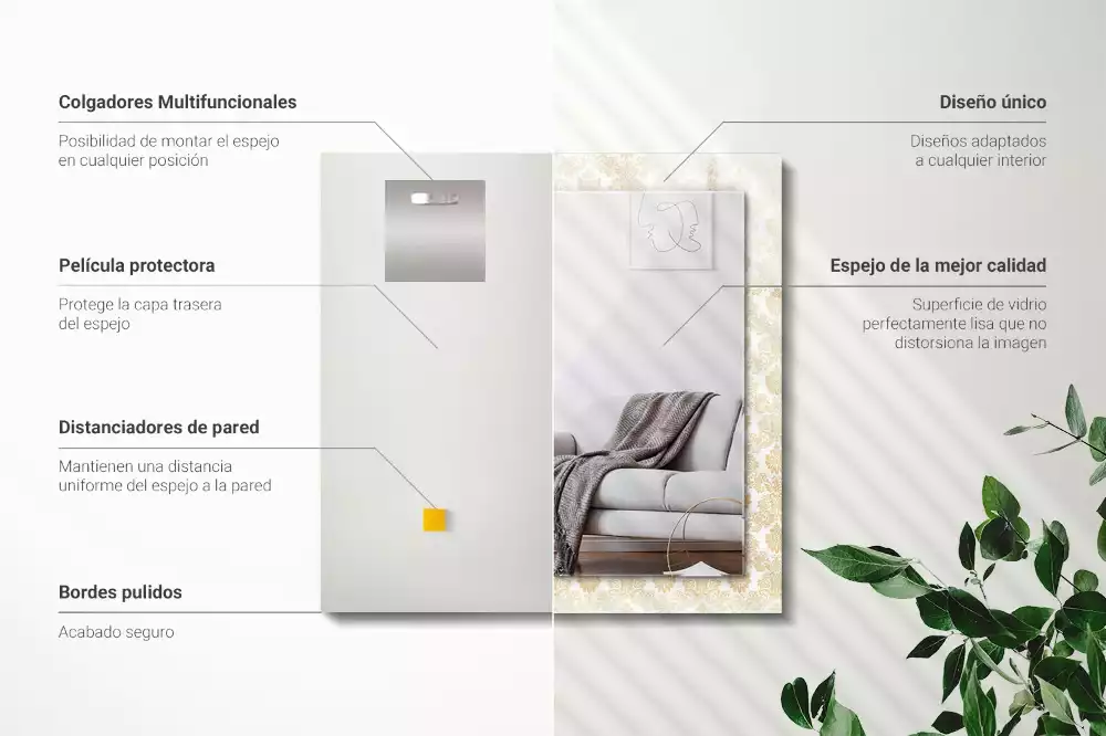 Espelho com moldura decorada Enfeites amarelos