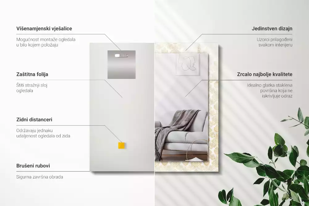 Espelho com moldura decorada Enfeites amarelos