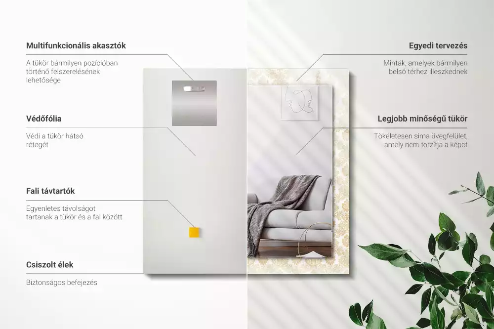 Espelho com moldura decorada Enfeites amarelos