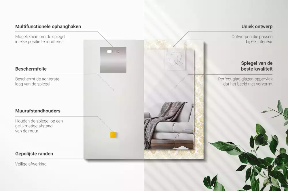 Espelho com moldura decorada Enfeites amarelos