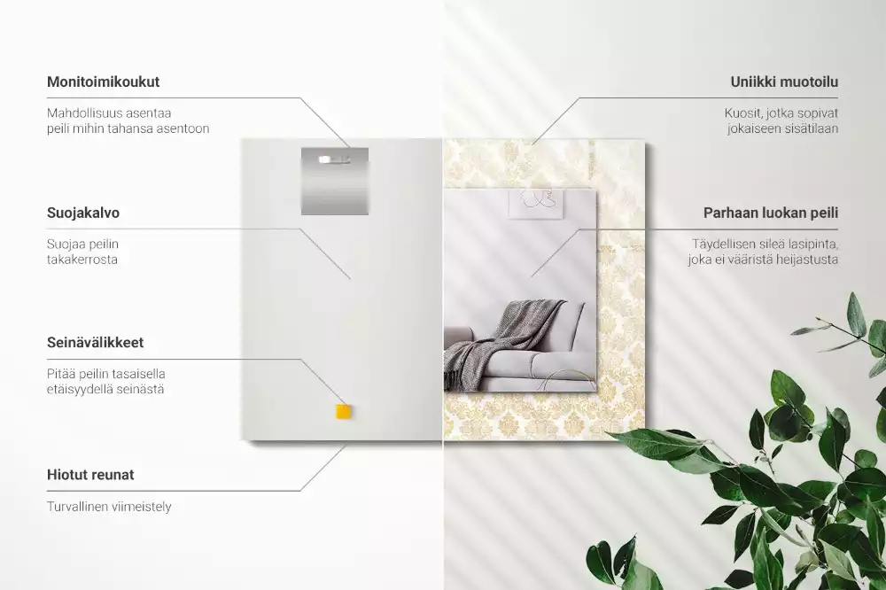 Espelho com moldura decorada Enfeites amarelos