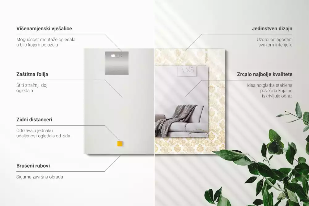 Espelho com moldura decorada Enfeites amarelos