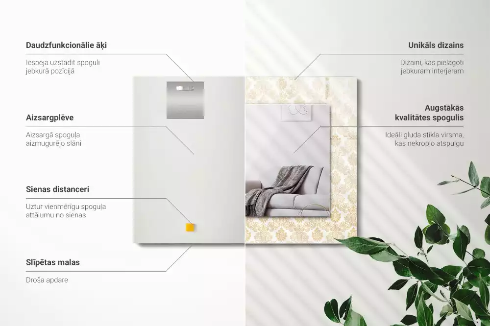 Espelho com moldura decorada Enfeites amarelos