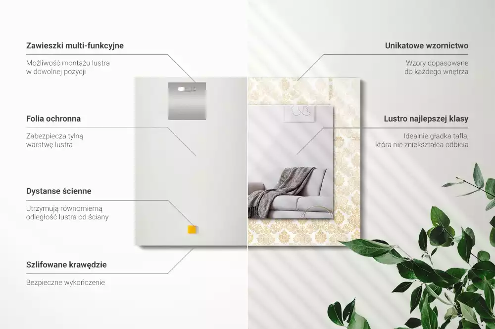 Espelho com moldura decorada Enfeites amarelos