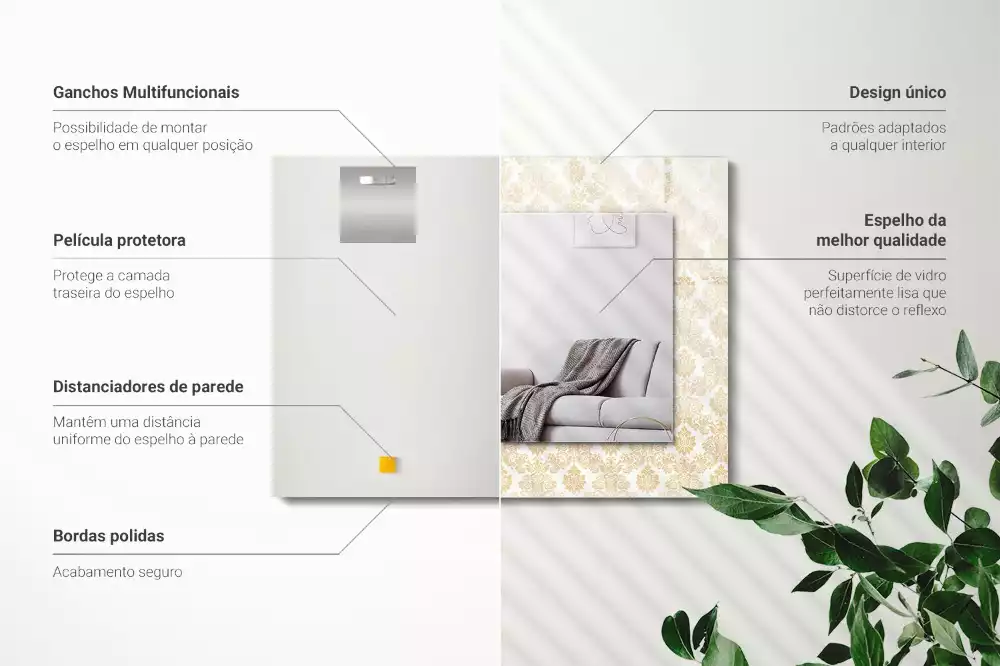 Espelho com moldura decorada Enfeites amarelos