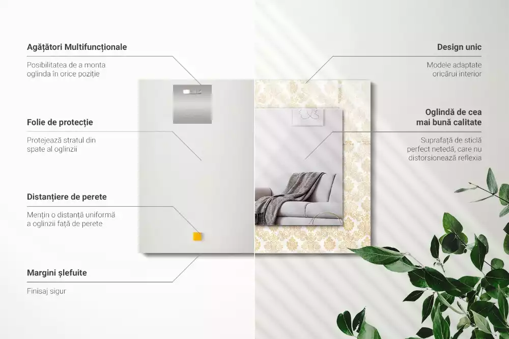 Espelho com moldura decorada Enfeites amarelos