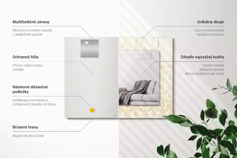 Espelho com moldura decorada Enfeites amarelos