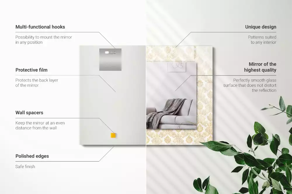 Espelho com moldura decorada Enfeites amarelos