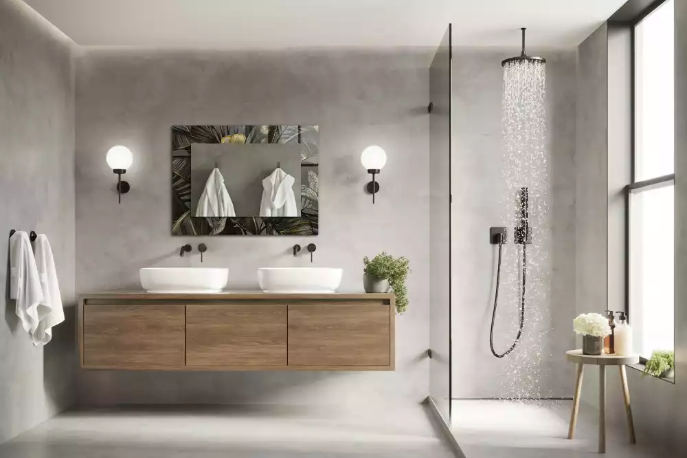 Espelho decorado Flores e beija-flores