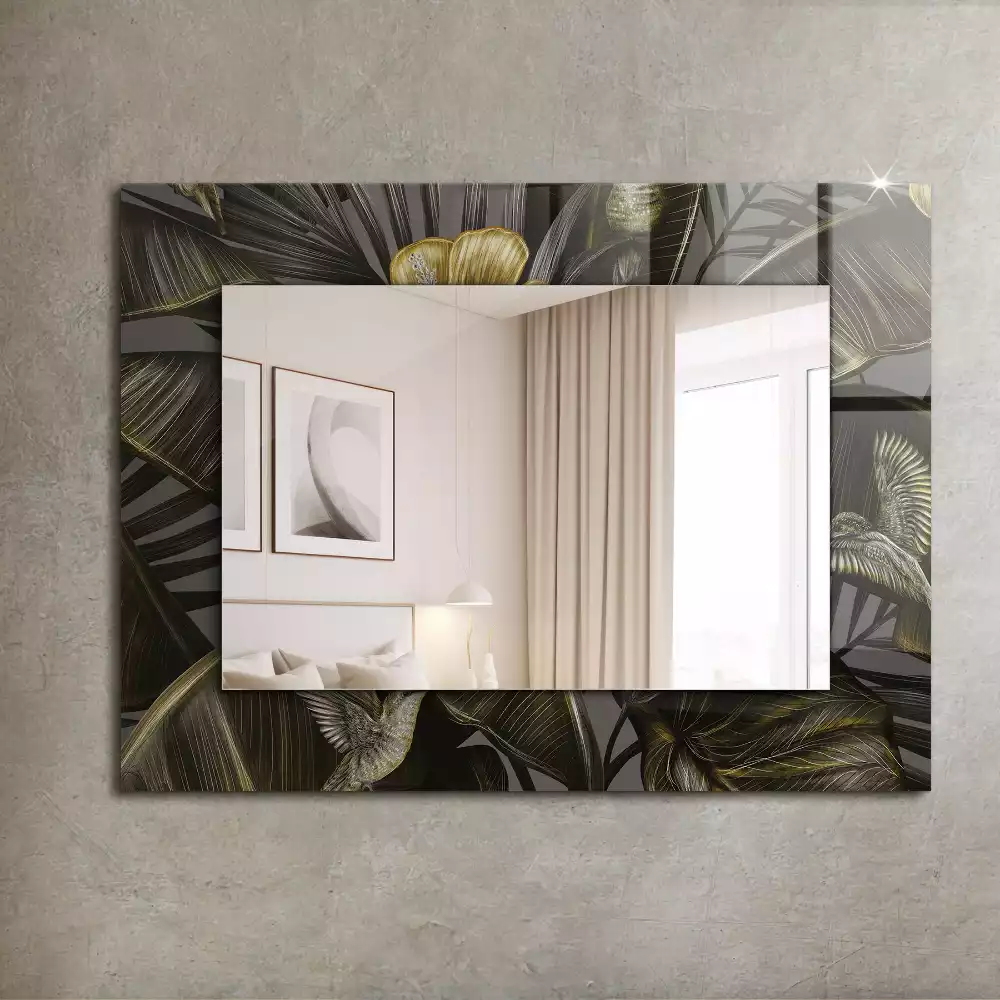 Espelho decorado Flores e beija-flores