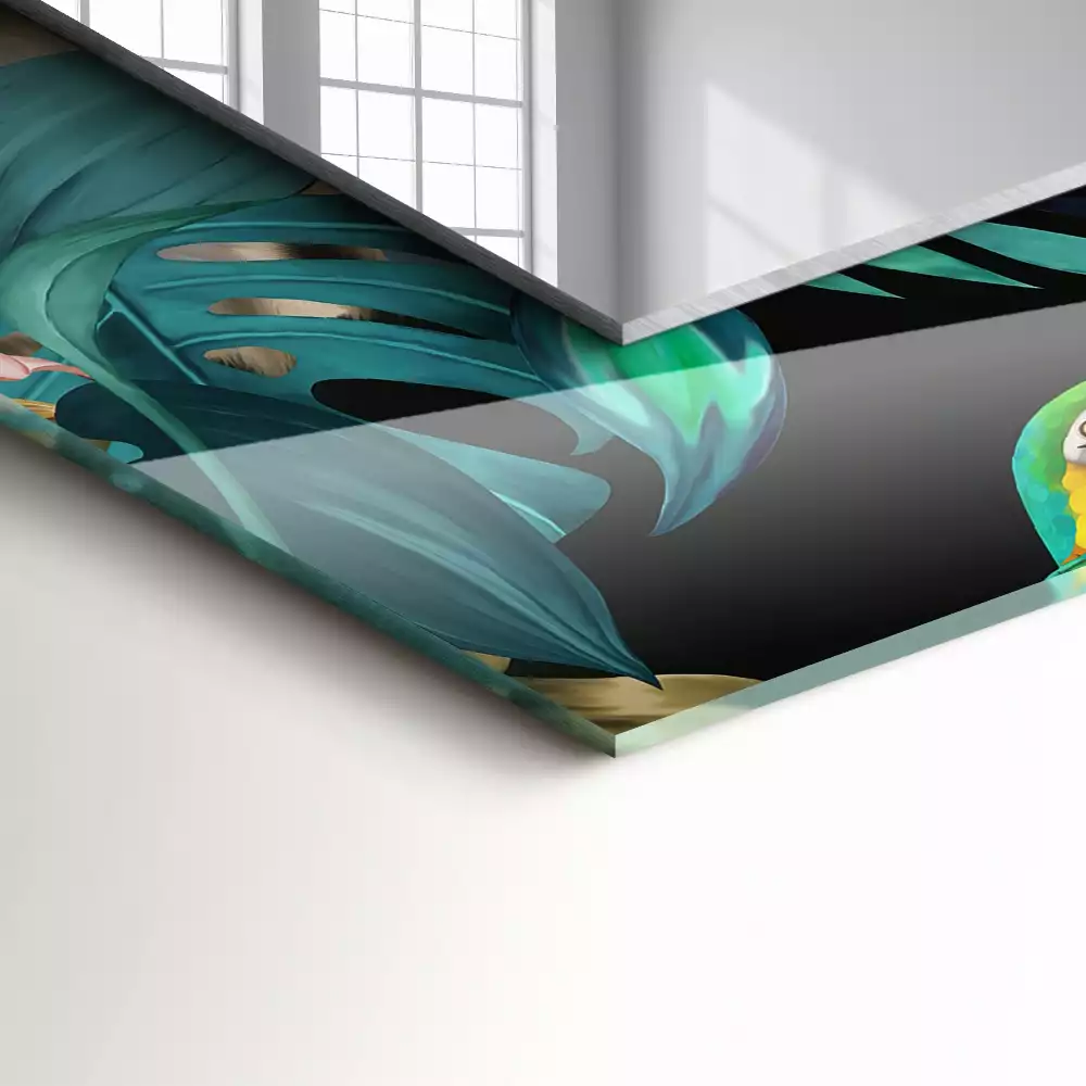 Espelho com moldura decorada Tigres papagaios selva