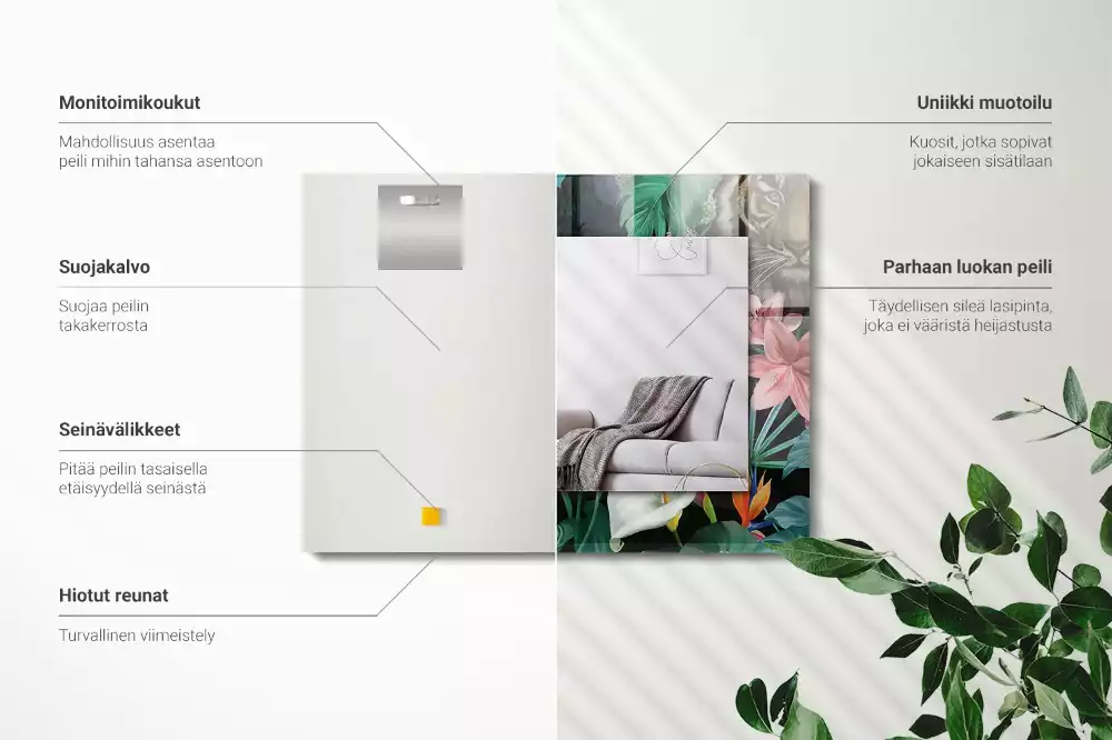 Espelho com moldura decorada Tigres papagaios selva