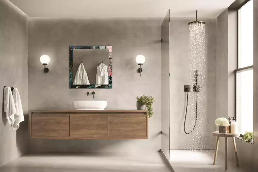 Espelho com moldura decorada Tigres papagaios selva