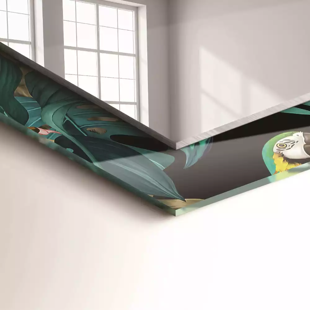 Espelho com moldura decorada Tigres papagaios selva