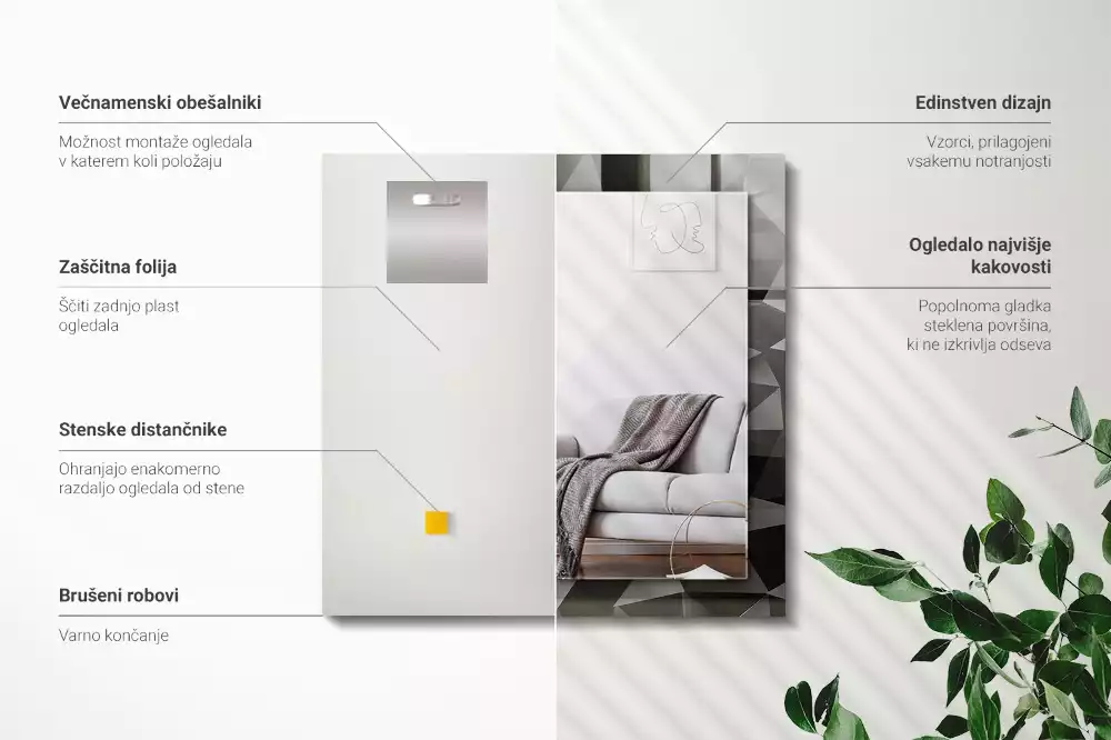 Espelho decorativo Formas geométricas pretas