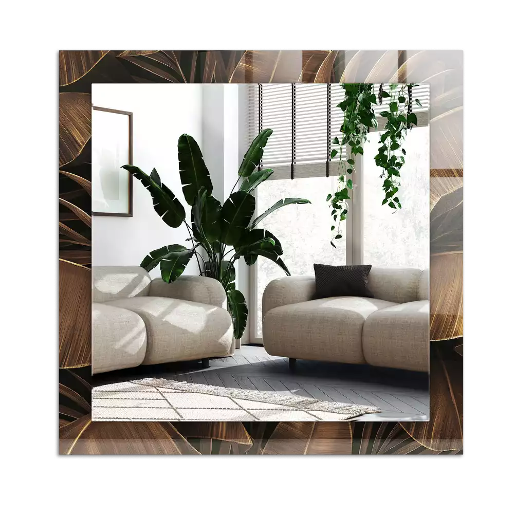 Espelho com moldura decorada folhas tropicais