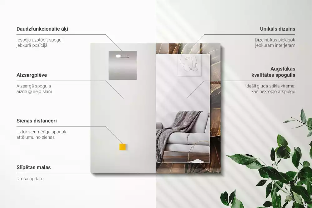 Espelho com moldura decorada folhas tropicais