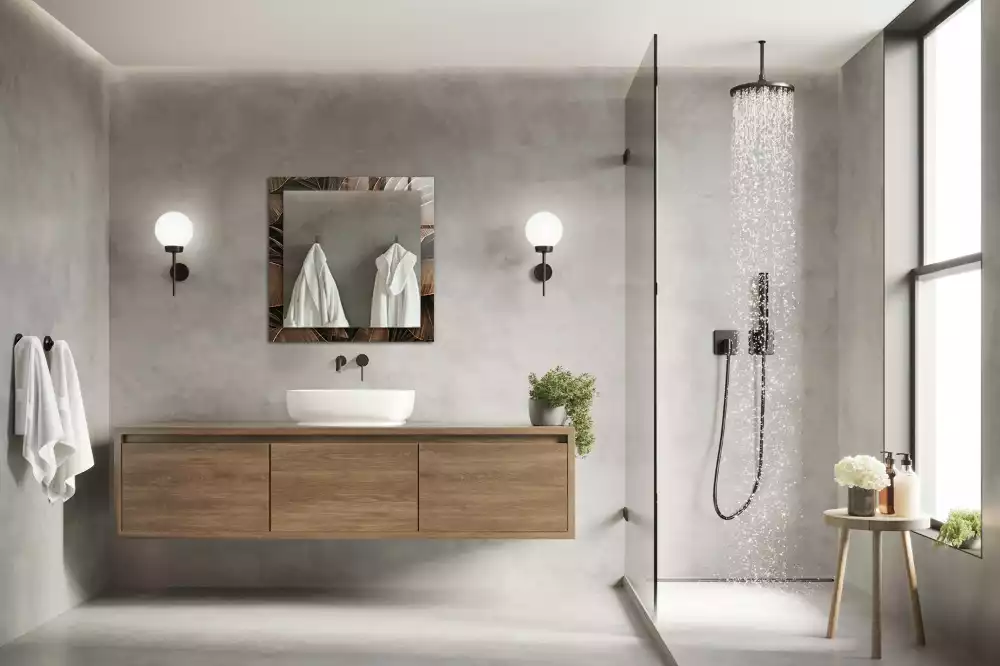 Espelho com moldura decorada folhas tropicais