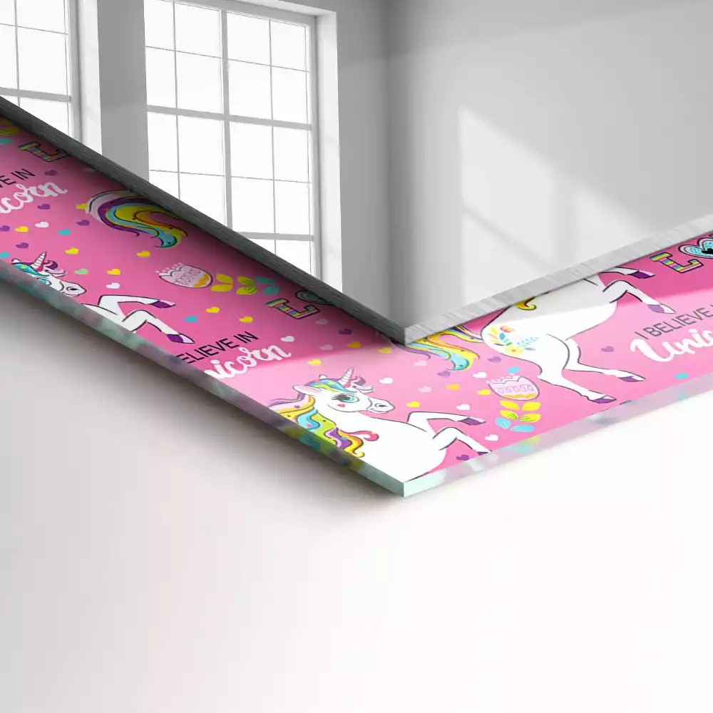 Espelho decorado Corações de arco-íris de unicórnio