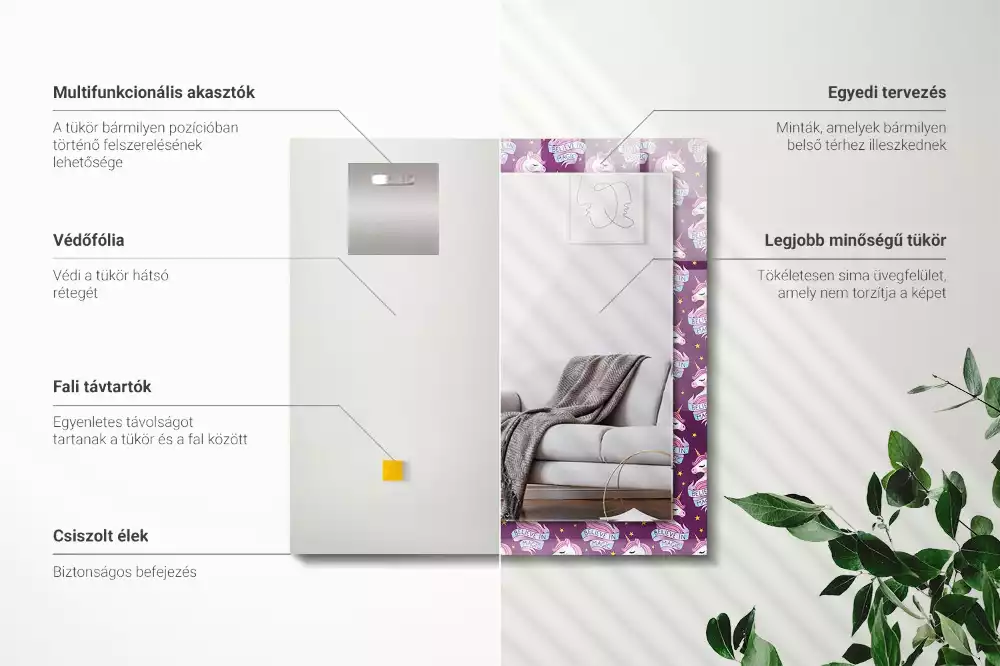 Espelho decorativo Letras de estrelas de unicórnios