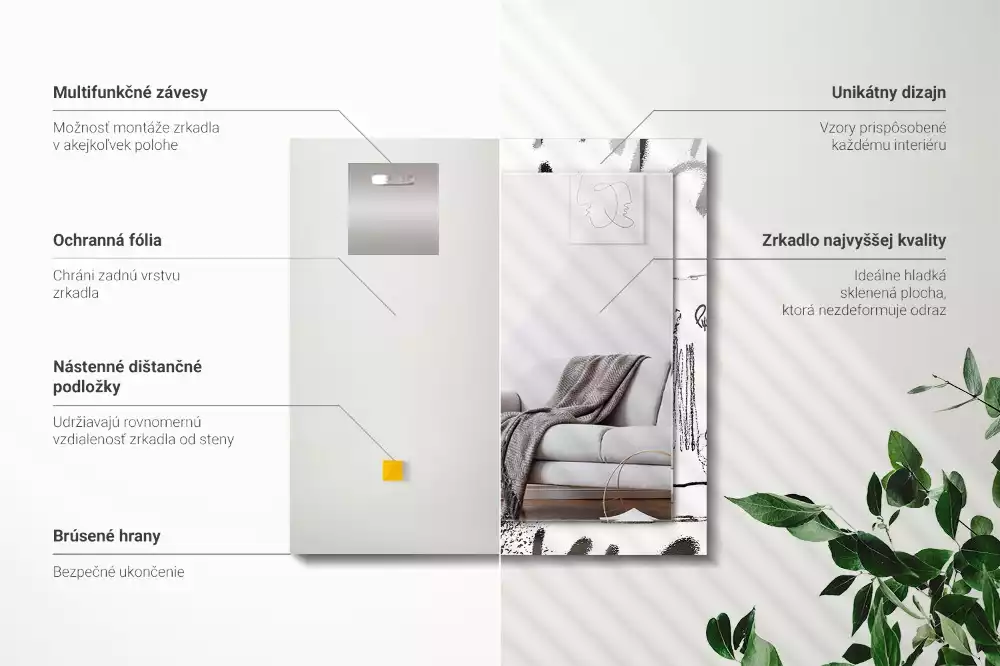 Espelho com moldura decorada Padrões Modernos Abstratos