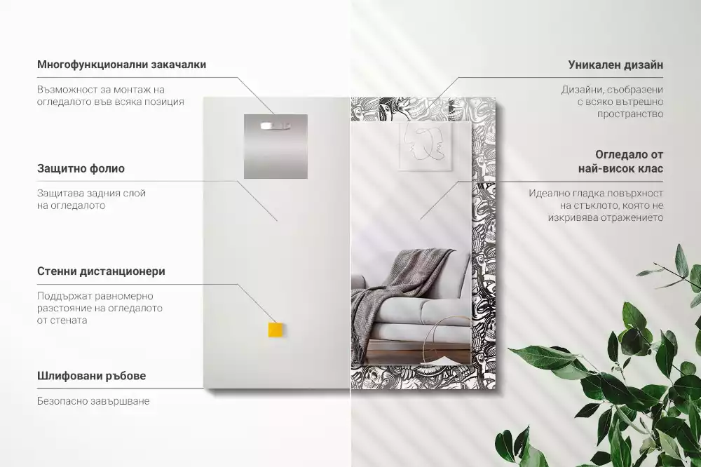 Espelho decorado Padrões em preto e branco