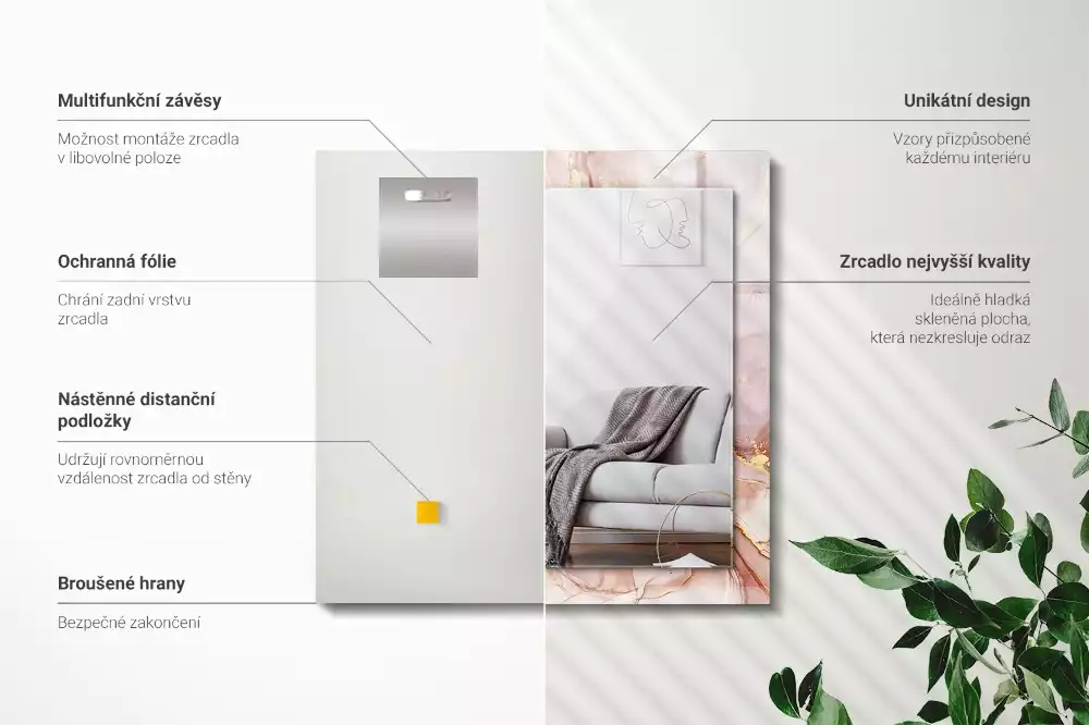 Espelho decorativo Arte abstrata em aquarela