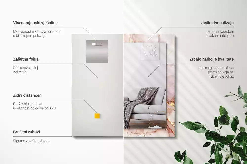 Espelho decorativo Arte abstrata em aquarela