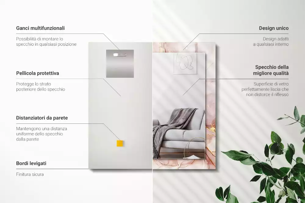 Espelho decorativo Arte abstrata em aquarela