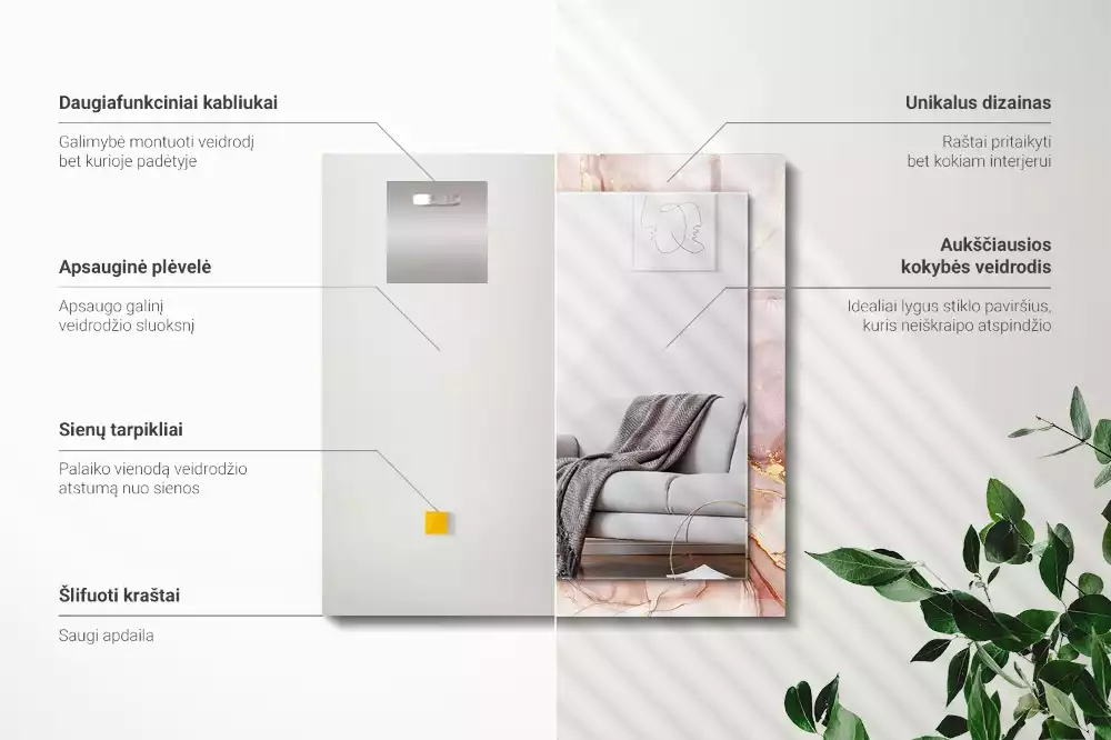 Espelho decorativo Arte abstrata em aquarela