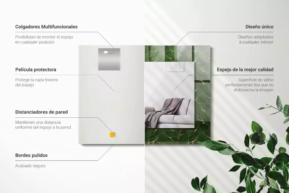 Espelho decorado Padrão de folhas verdes